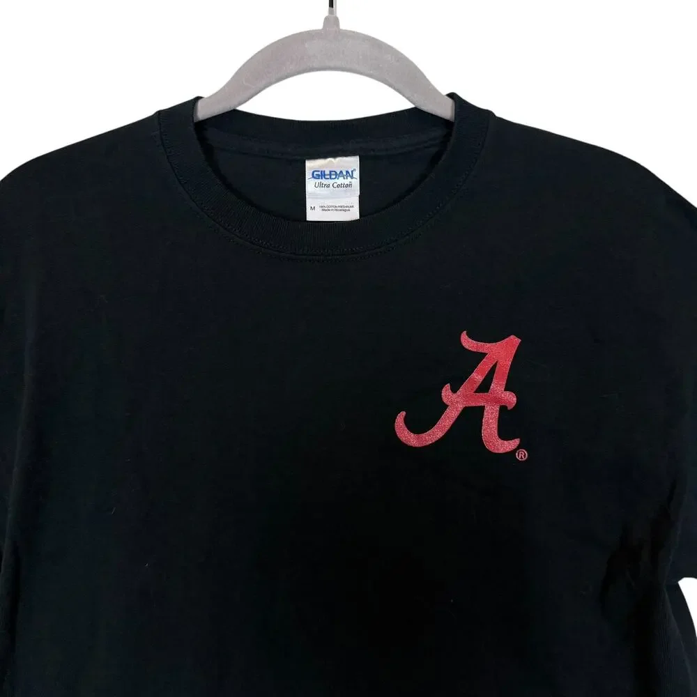 Alabama Crimson Tide Gildan Ultra Cotton T-Shirt Mens Medium Black  Short Sleeve